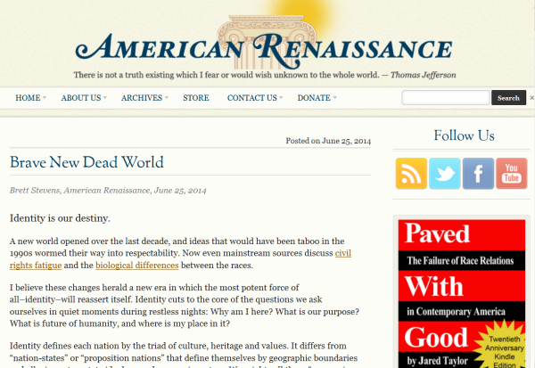 “Brave New Dead World” on American Renaissance